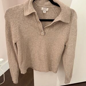 J. Crew Beige V-Neck Collared Sweater